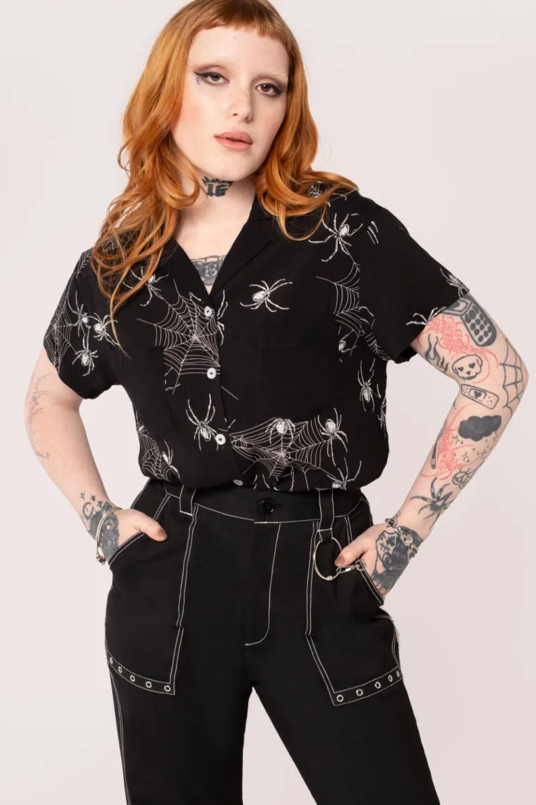 Grungy Spider Shirt>Hell Bunny Flash Sale