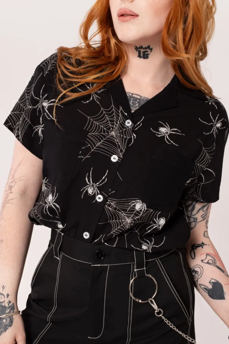 Grungy Spider Shirt>Hell Bunny Flash Sale