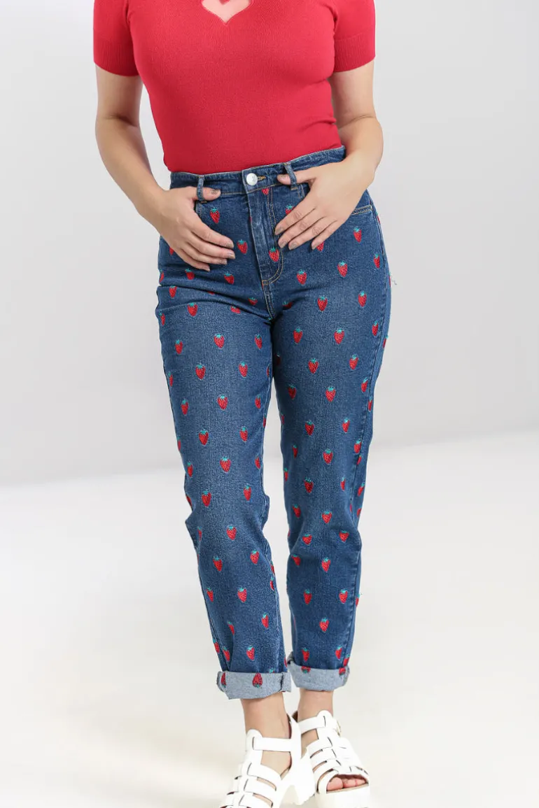 Strawberry Denim Jeans>Hell Bunny Hot
