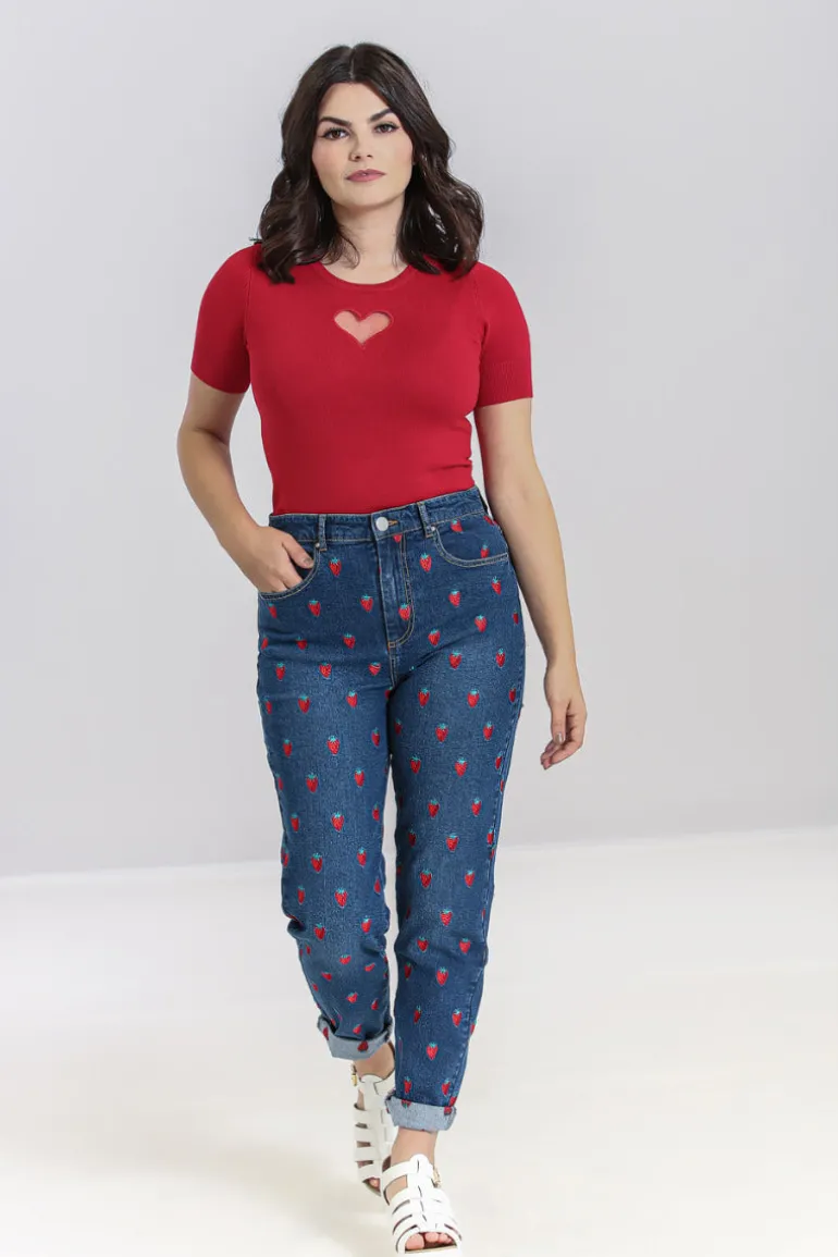 Strawberry Denim Jeans>Hell Bunny Hot