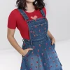 Strawberry Denim Pinafore Dress>Hell Bunny Best Sale