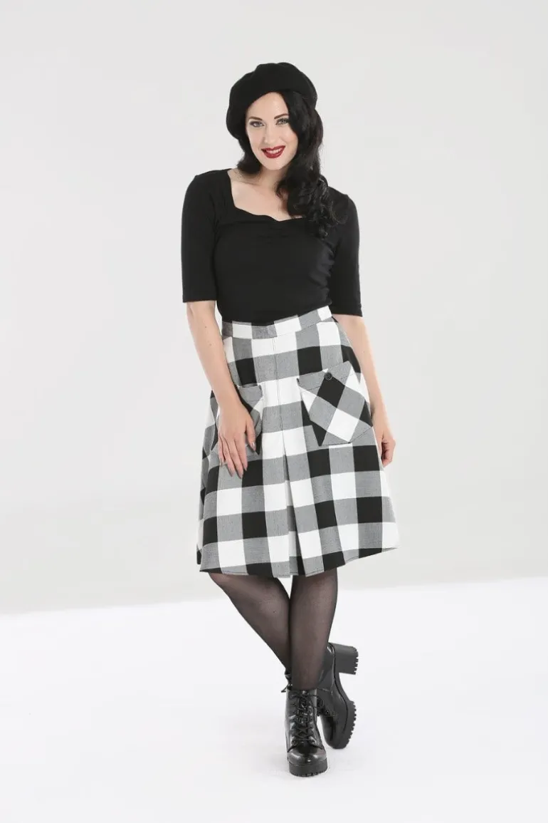 Teen Spirit Mid Skirt Black-White>Hell Bunny Clearance