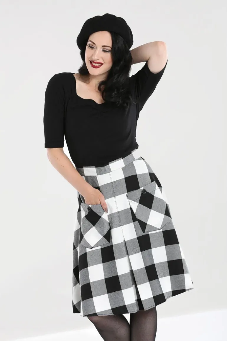 Teen Spirit Mid Skirt Black-White>Hell Bunny Clearance